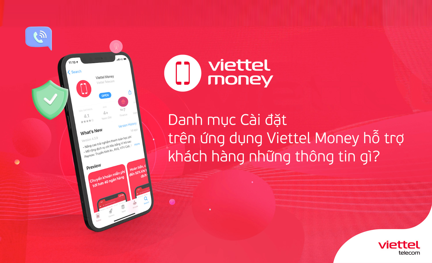 Danh mục Cài đặt trên ứng dụng Viettel Money hỗ trợ khách hàng những thông tin gì?