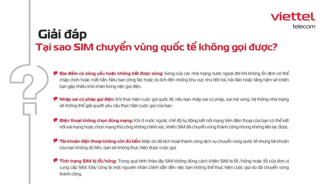 5 nguyên nhân thường gặp gây ra tình trạng SIM chuyển vùng quốc tế nhưng không gọi được