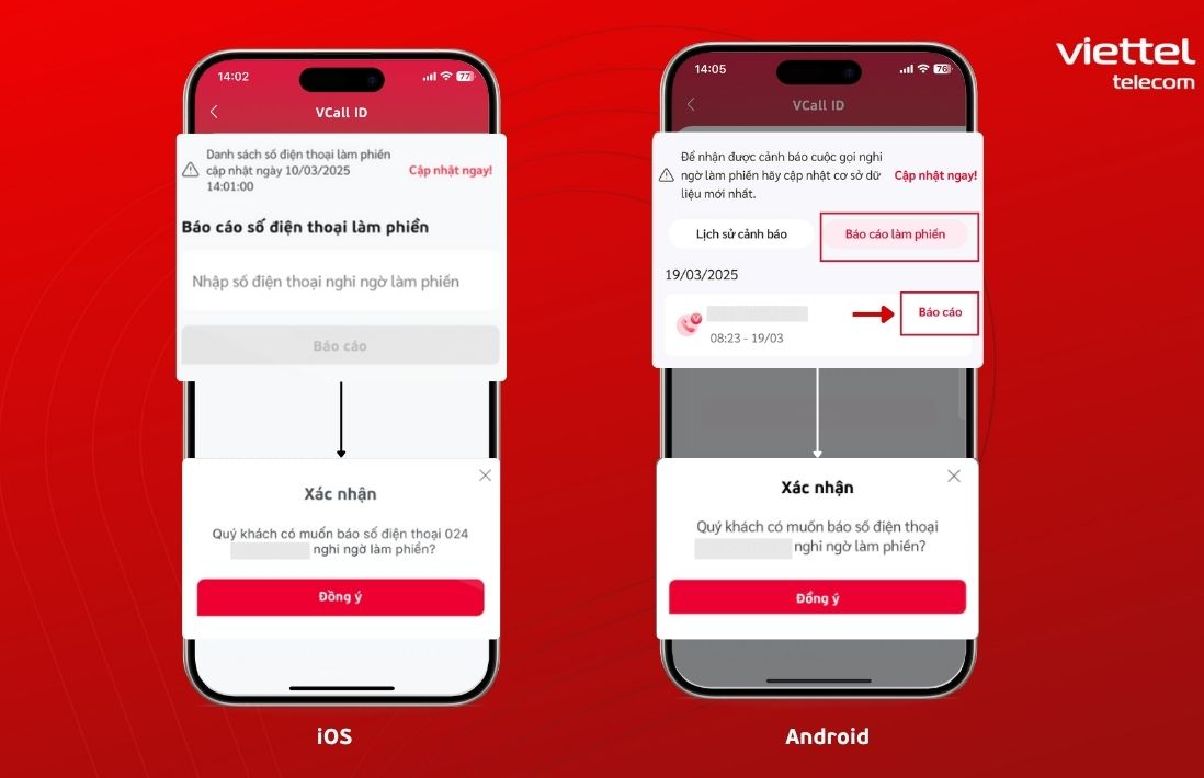 báo cáo số điện thoại làm phiền
