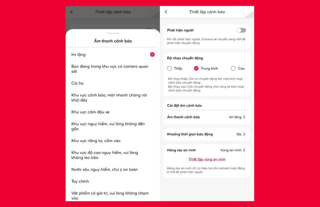 Cài đặt cảnh báo thông minh cho camera