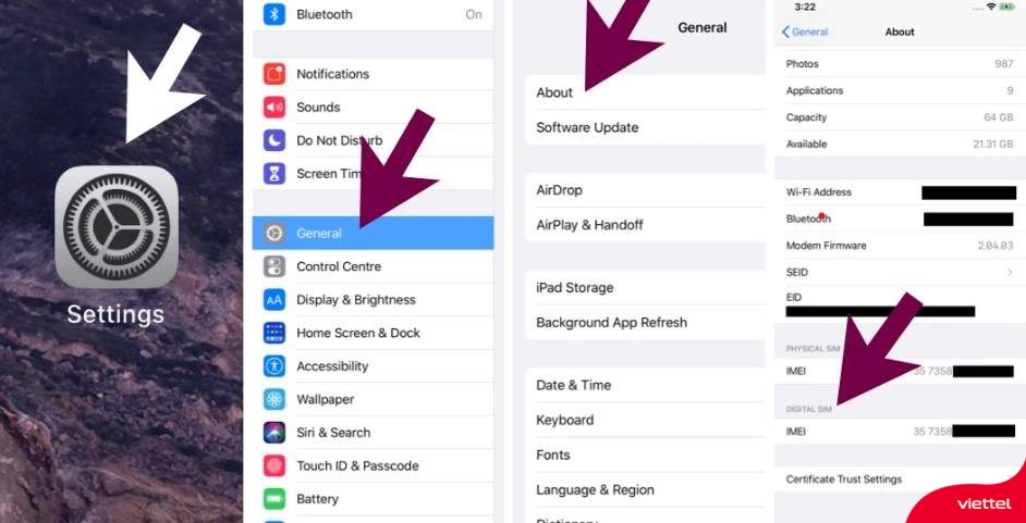 kiểm tra điện thoại có hỗ trợ eSIM không trên iPhone