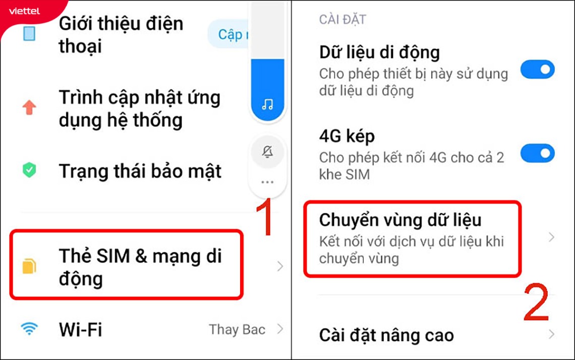 Vào Thẻ SIM & mạng di động, sau đó chọn Chuyển vùng dữ liệu